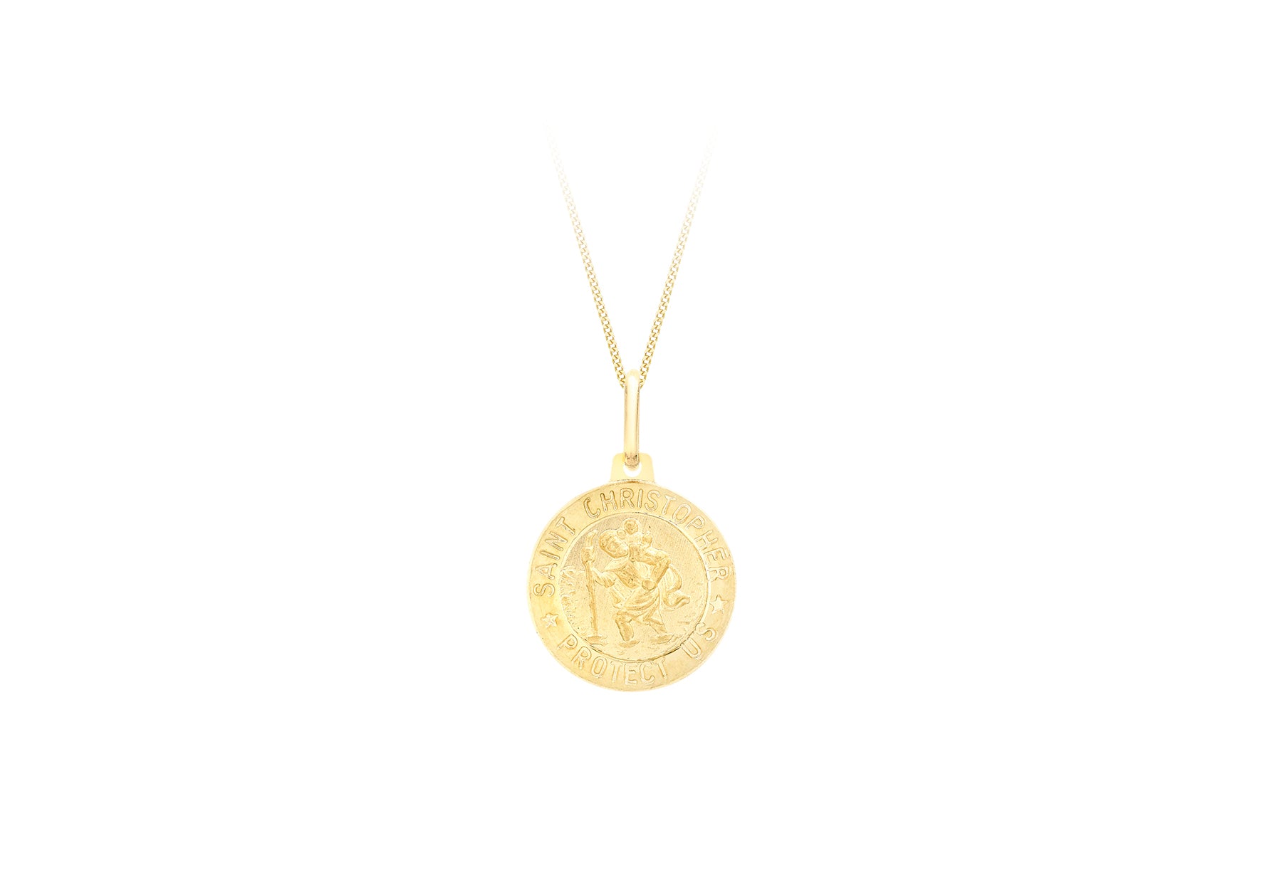 18ct Yellow St Christopher Round Satin Pendant
