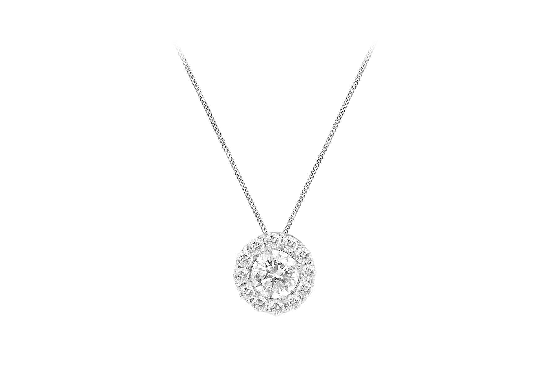 18ct White Gold 0.66ct Diamond Halo Slider Pendant