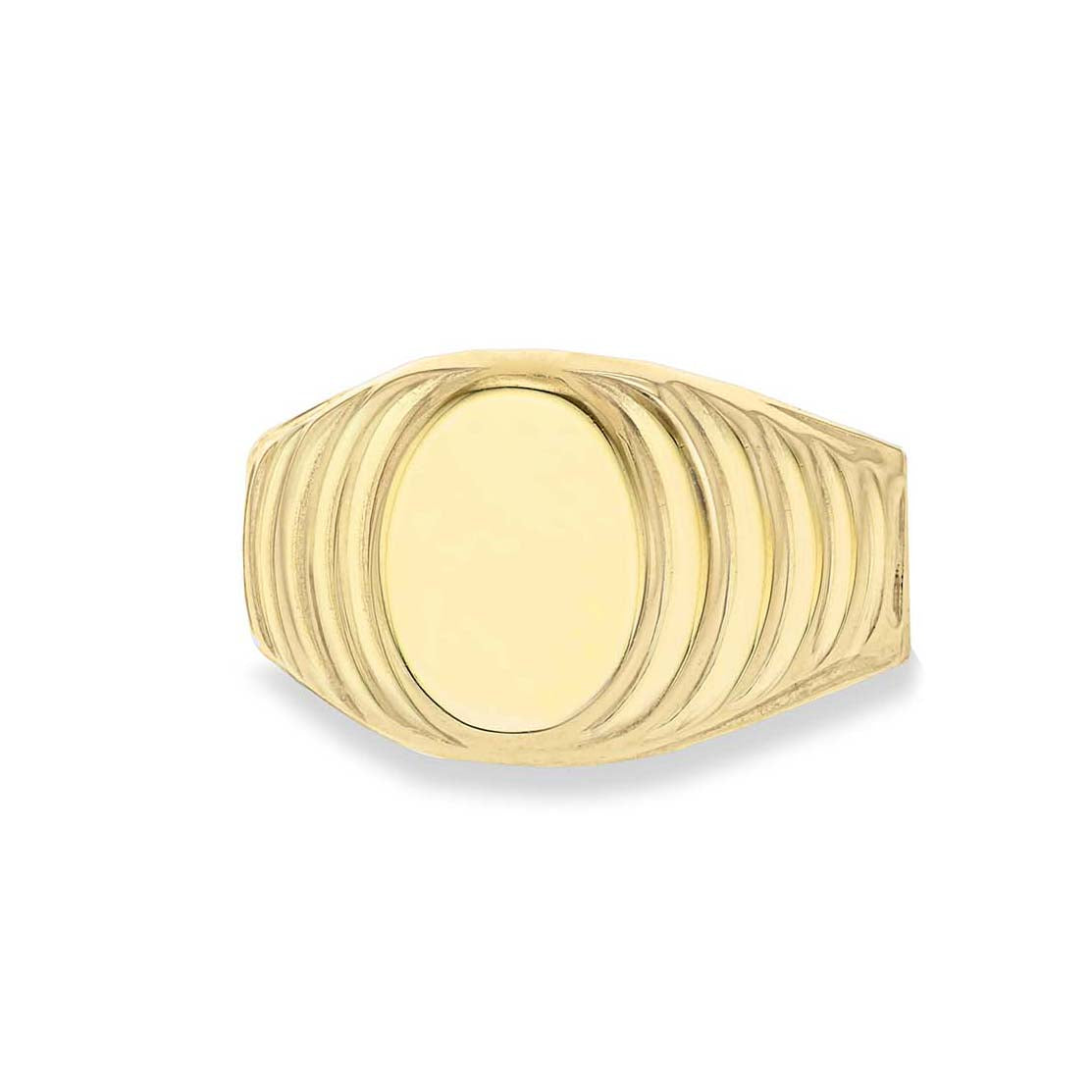18ct Yellow Gold Oval Ribbed Signet Ring