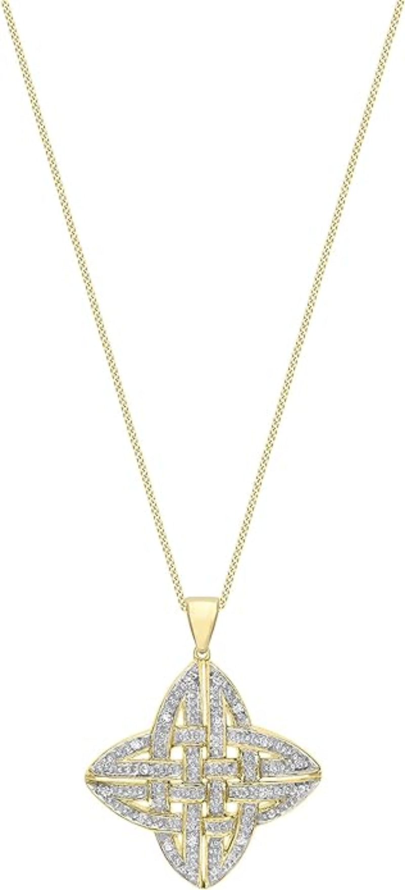 9ct Yellow Gold 0.10ct Diamond Celtic Cross Pendant