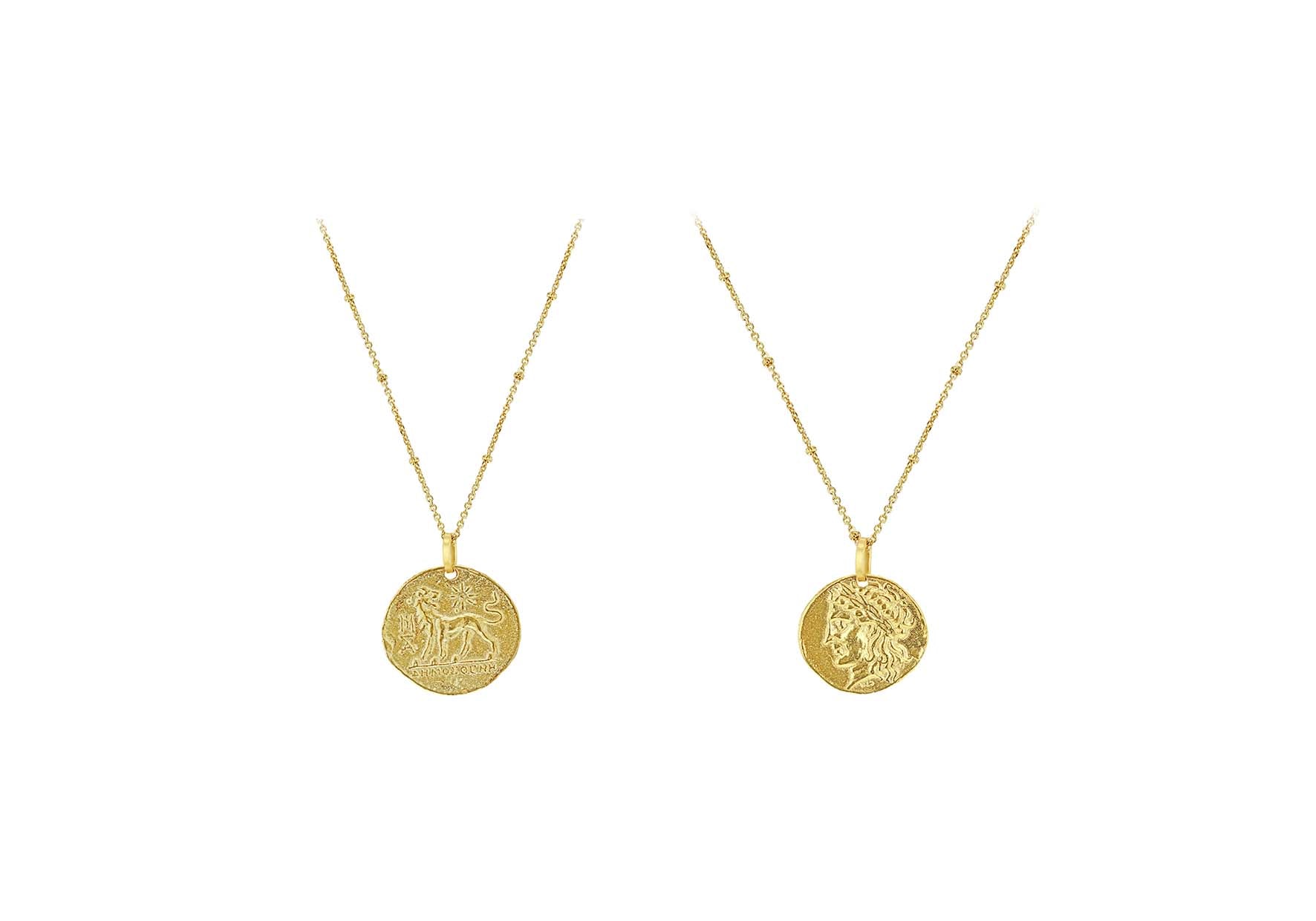 Yellow Gold Plated Sterling Silver Roman Coin Reversable Necklace