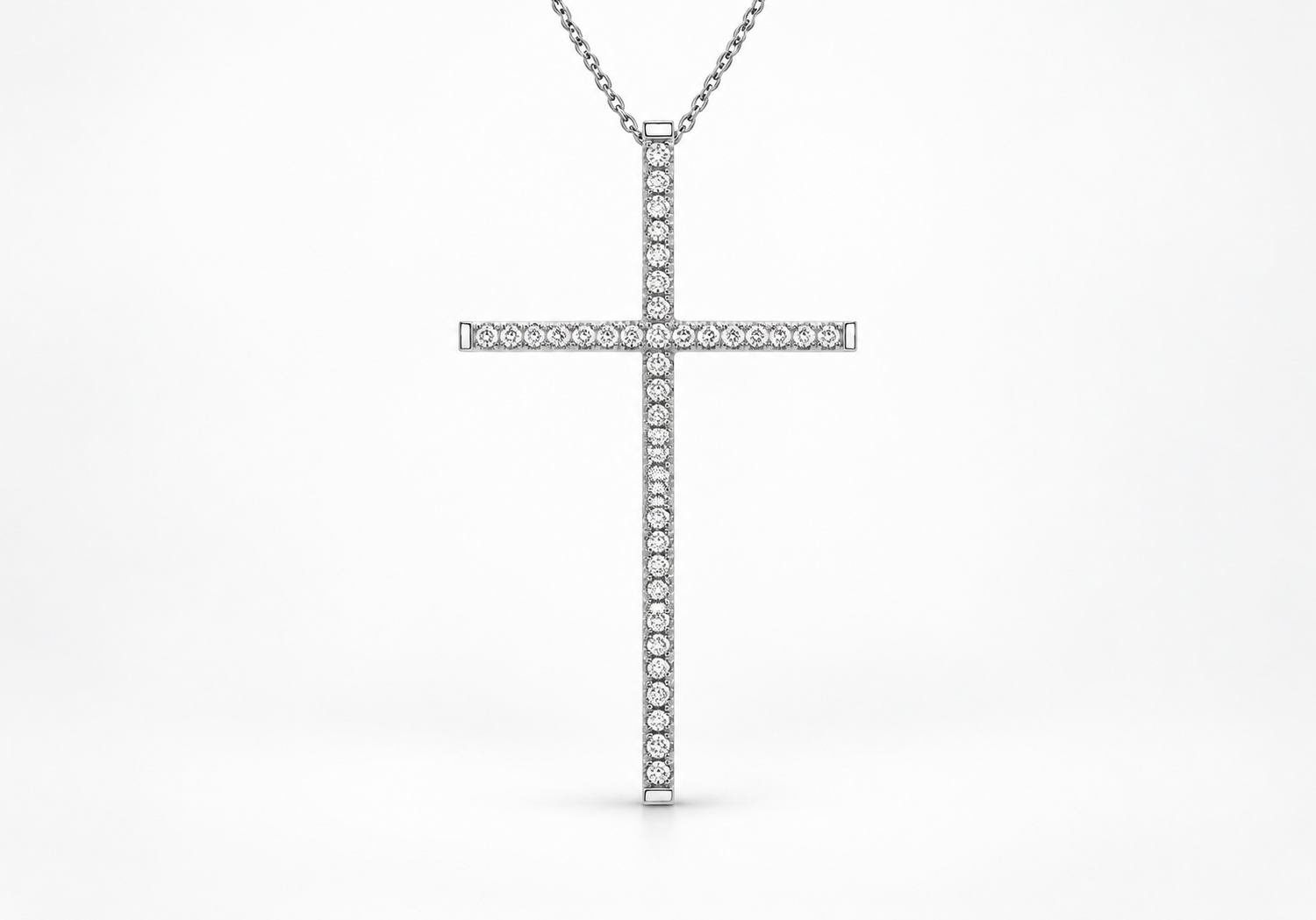 9ct White Gold 0.31ct Diamond Linear Cross Slider Pendant
