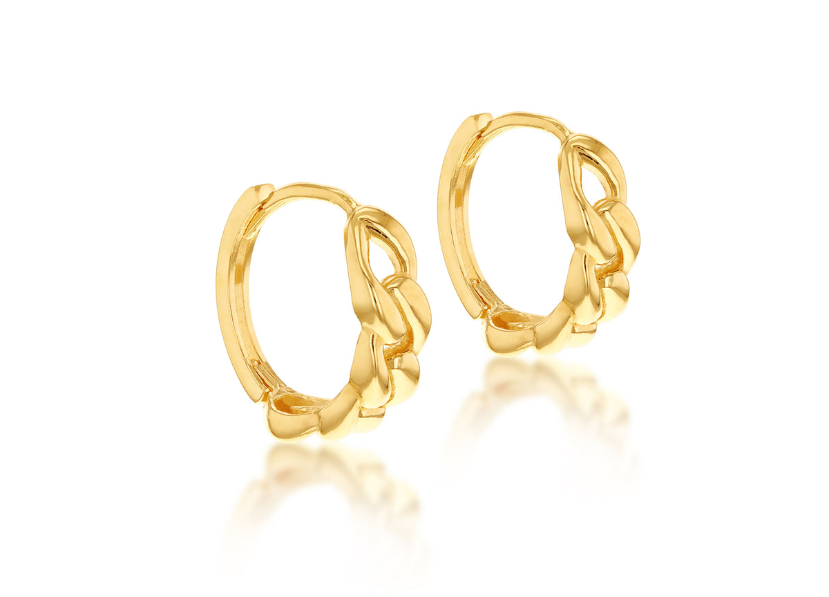 9ct Gold Curb Link Huggie Hoop Earrings