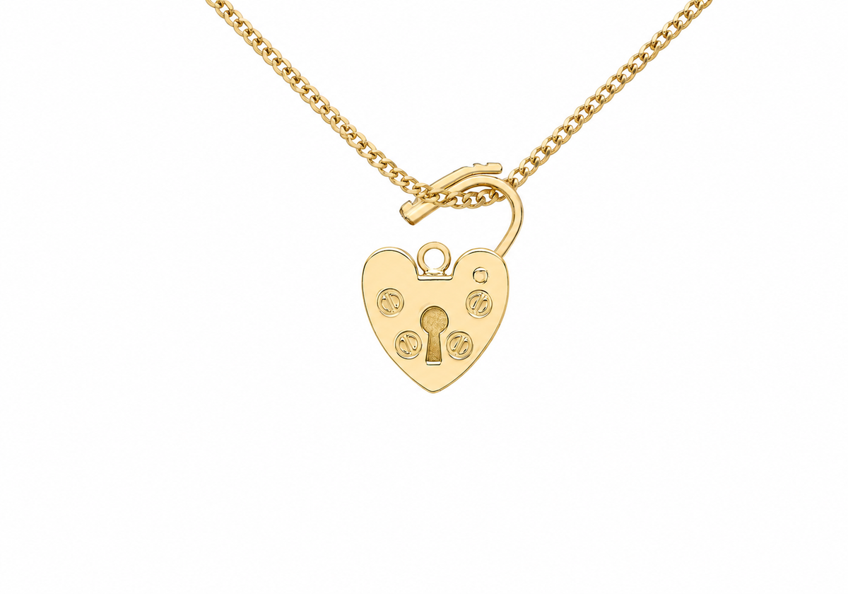 9ct Gold Heart Padlock Pendant