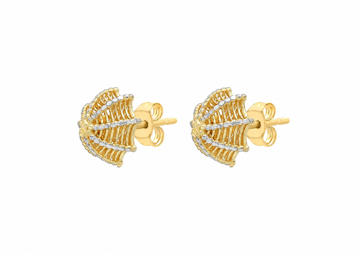 9ct Gold Openwork Rosette Stud Earrings