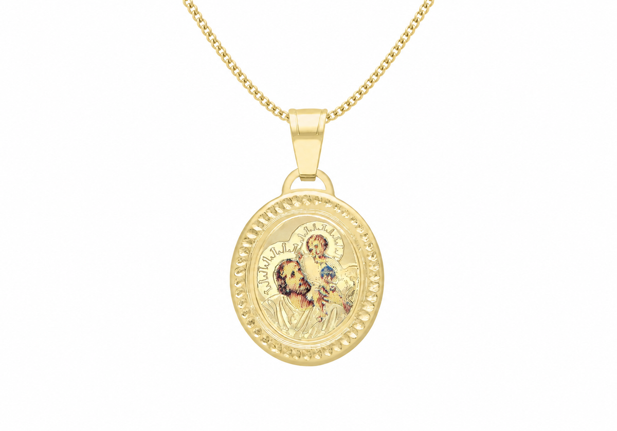 9ct Gold Rope-Edge St Christopher Oval Pendant
