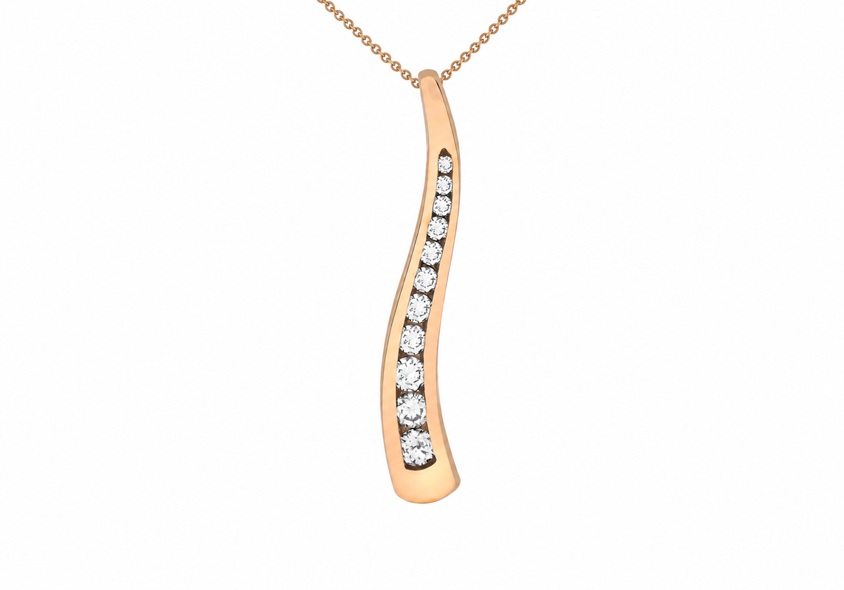 9ct Rose Gold 0.25ct Curved Diamond Slider Pendant