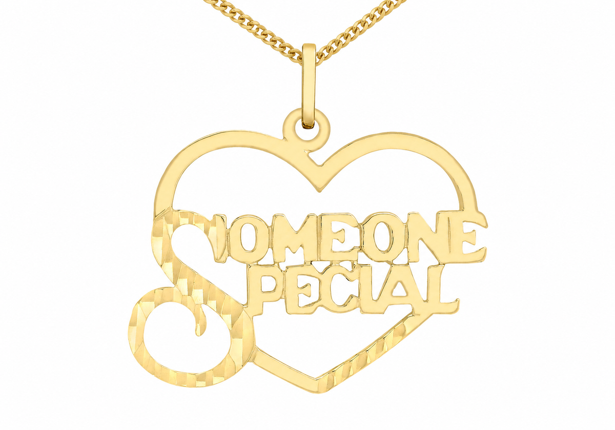 9ct Gold 'Someone Special' Open Heart Pendant Necklace