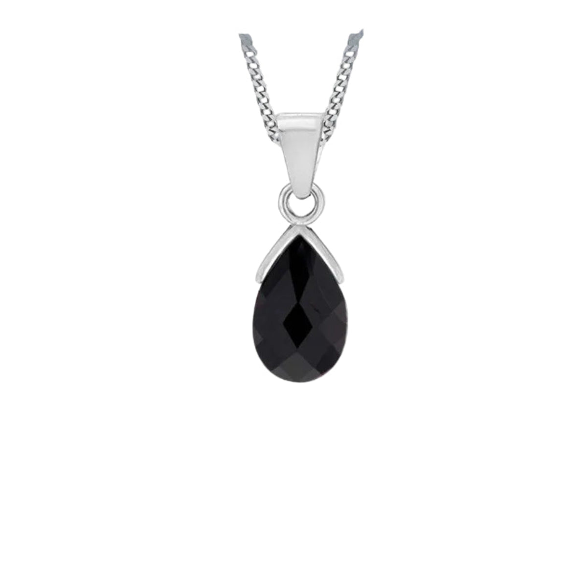 Sterling Silver Black Zirconia Teardrop Pendant