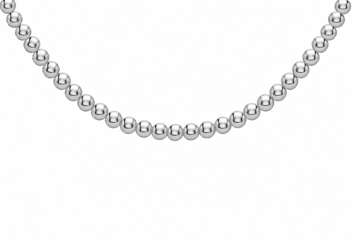 Sterling Silver Polished Bead Chain Necklace