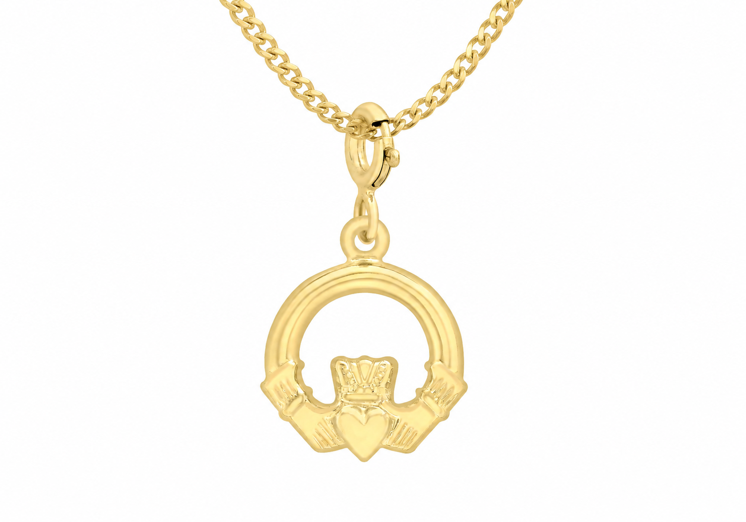 9ct Yellow Gold Claddagh Spring Ring Charm