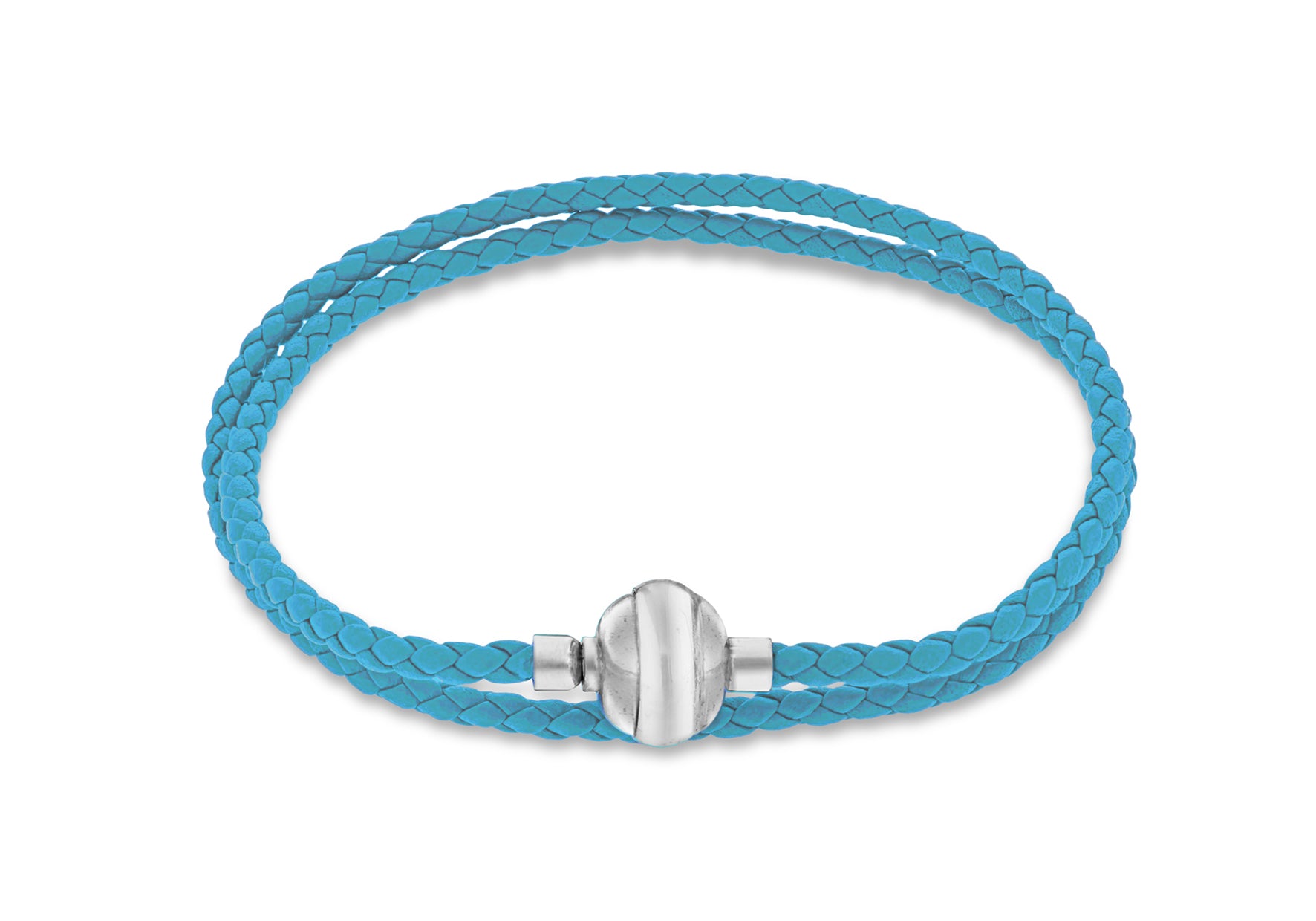 Sterling Silver Turquoise Plaited Leather Wrap Bracelet 41m/16"9