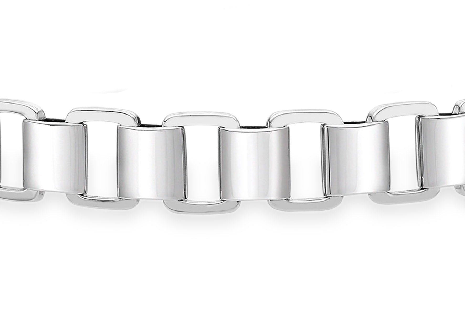 Hoxton London Men's Sterling Silver Brick Open Square Link Bracelet