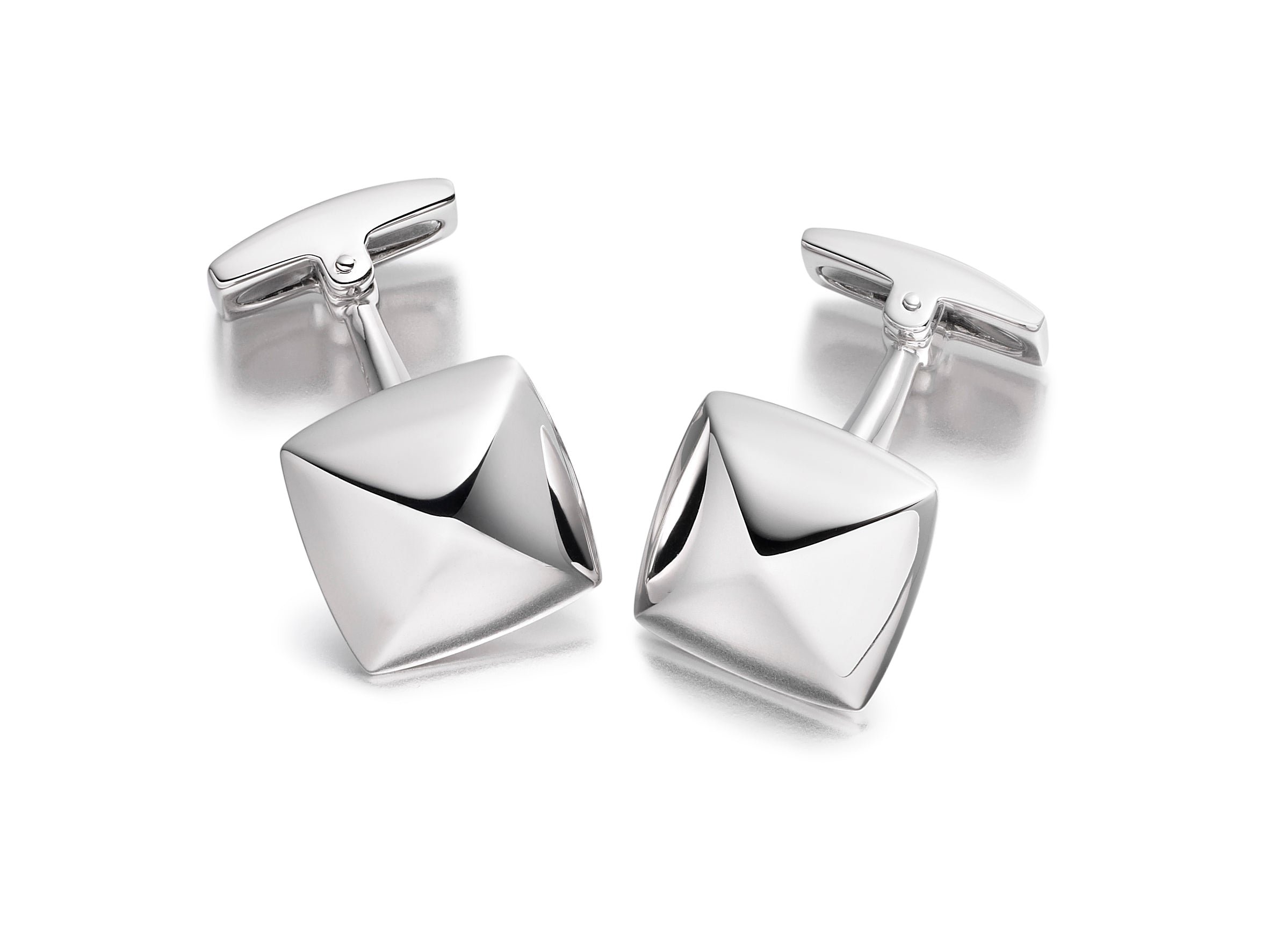 Hoxton London Men's Sterling Silver Square Pyramid Cufflinks