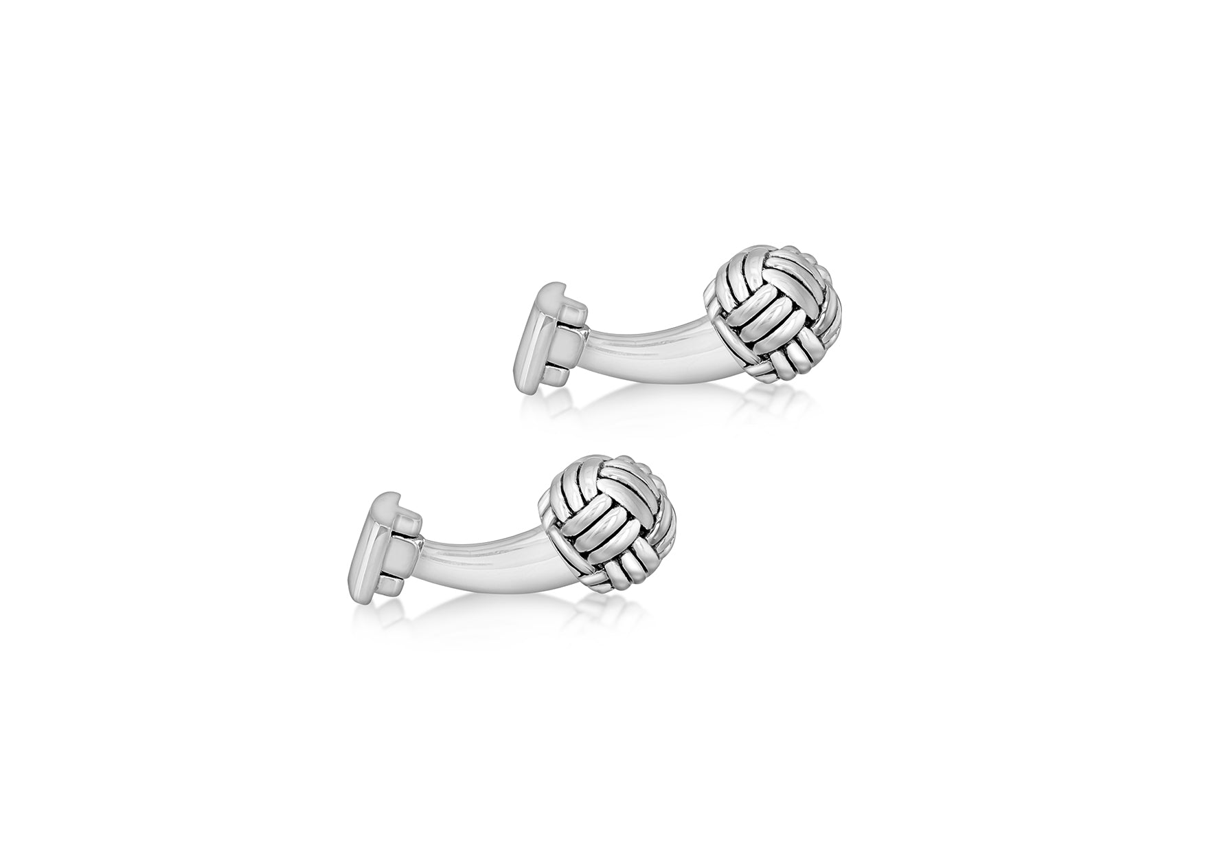 Hoxton London Men's Sterling Silver Oval Weave Cufflinks
