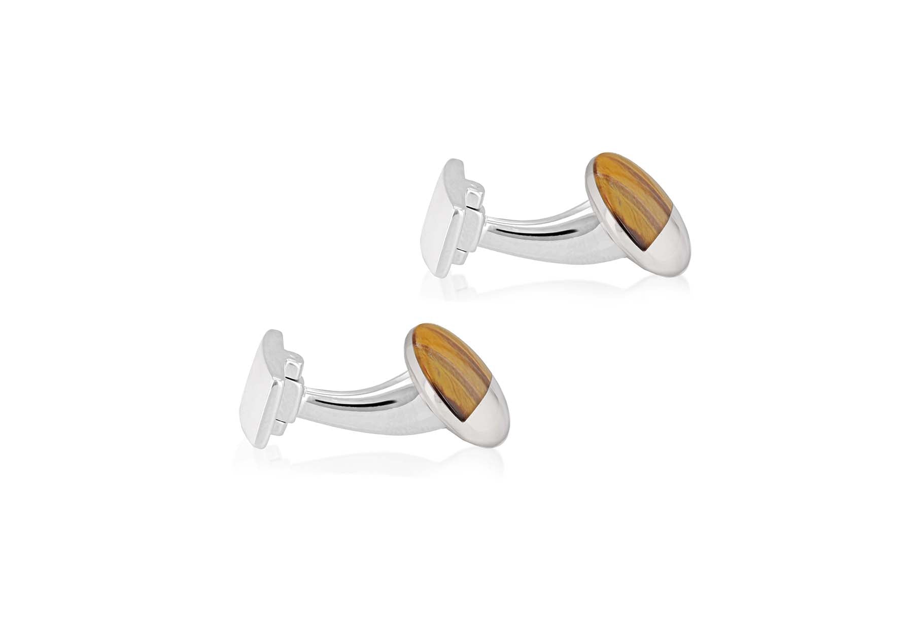Hoxton London' Men's Sterling Silver and Tigers Eye irular Cufflinks