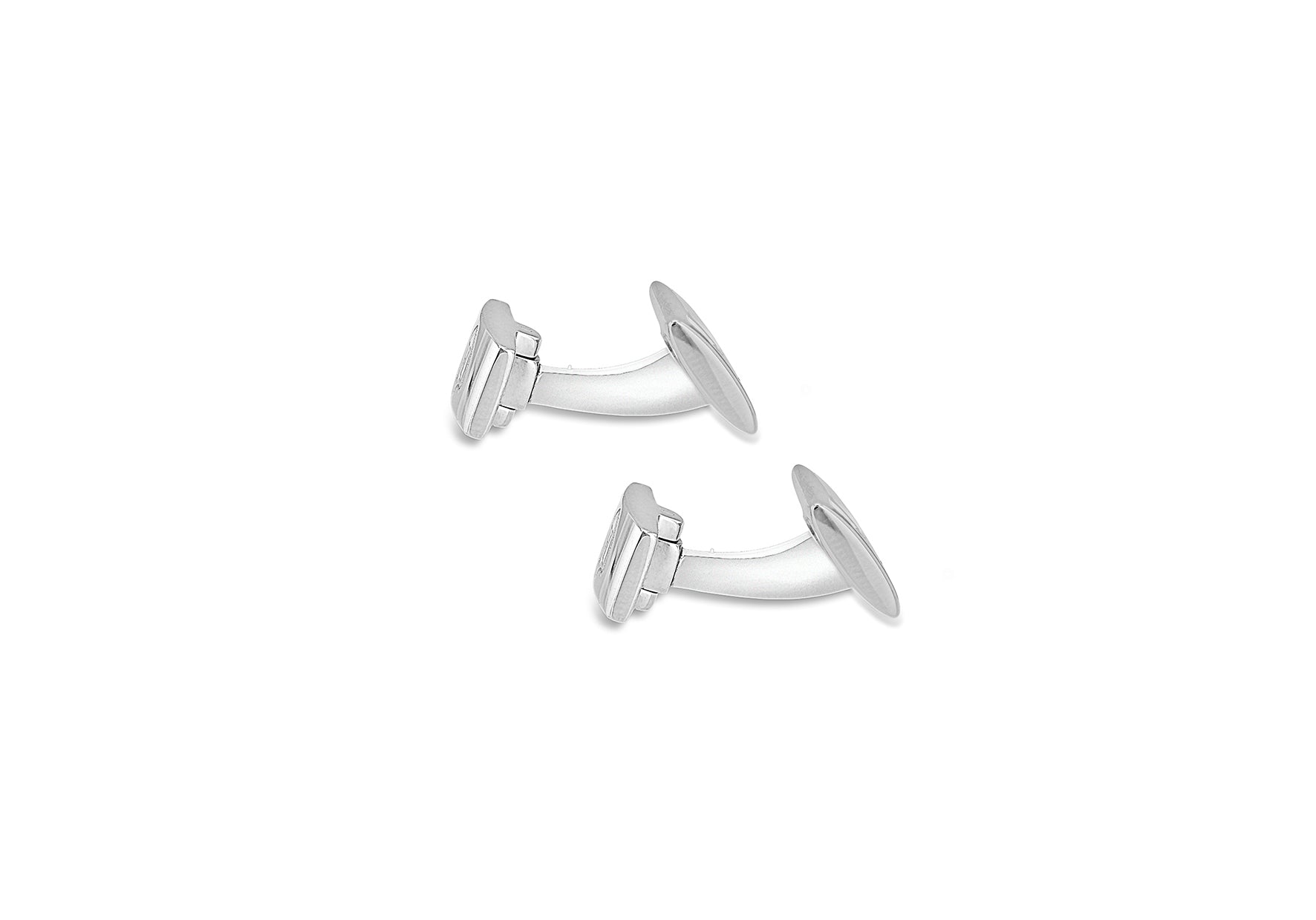 Hoxton London Men's Sterling Silver and Diamond Retangle Cufflinks