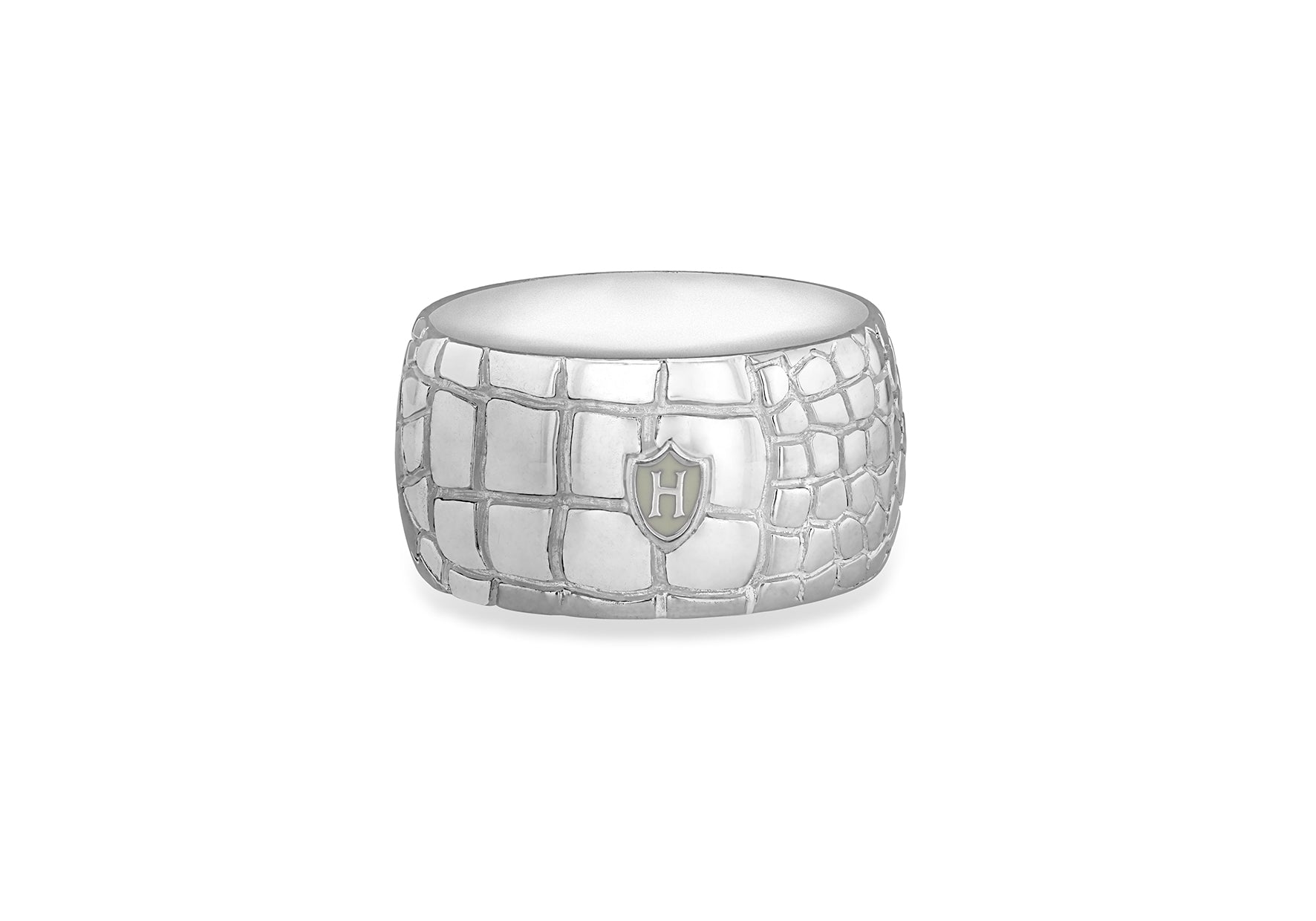 Hoxton London Men's Sterling Silver 'Wild' roodile Patterned Ring