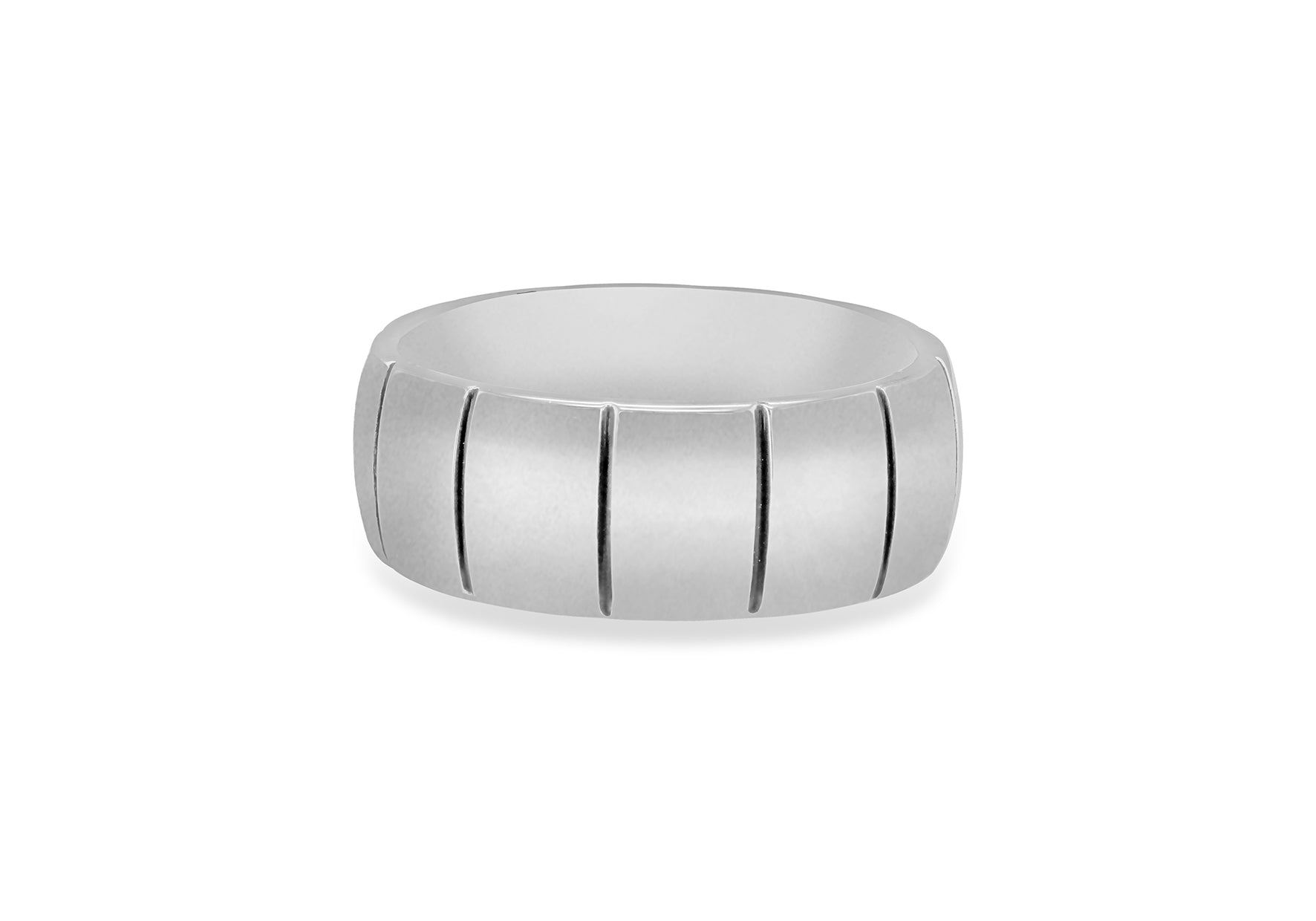 Hoxton London Men's Sterling Silver Brick Ribbed Ring