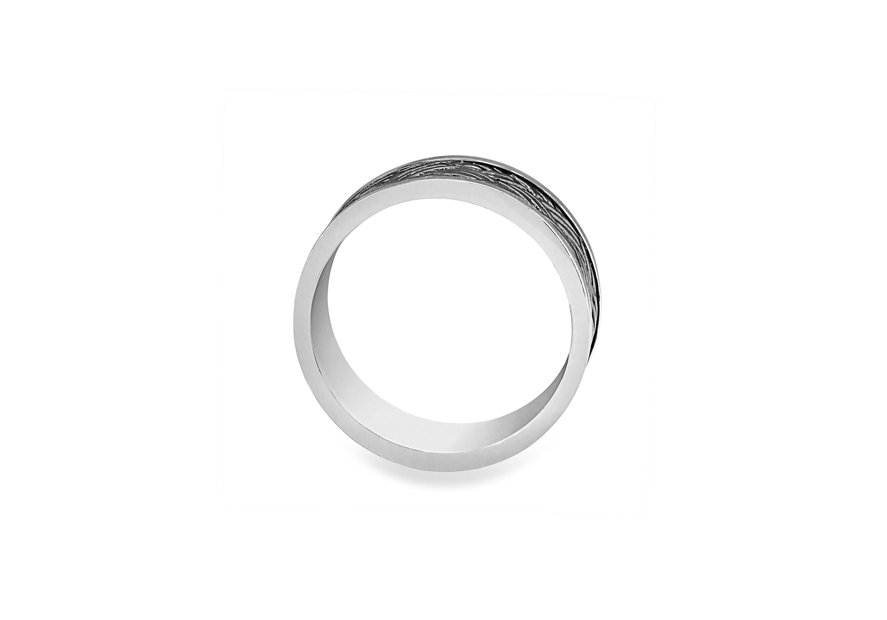 Hoxton London Men's Sterling Silver Bamboo Oxidised Ring