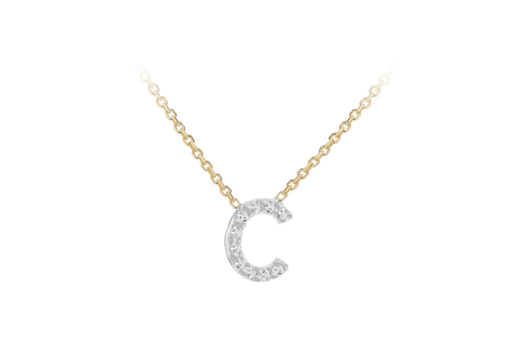9ct Two-Tone Gold 00.5ct Diamond Initials Pendant Necklace