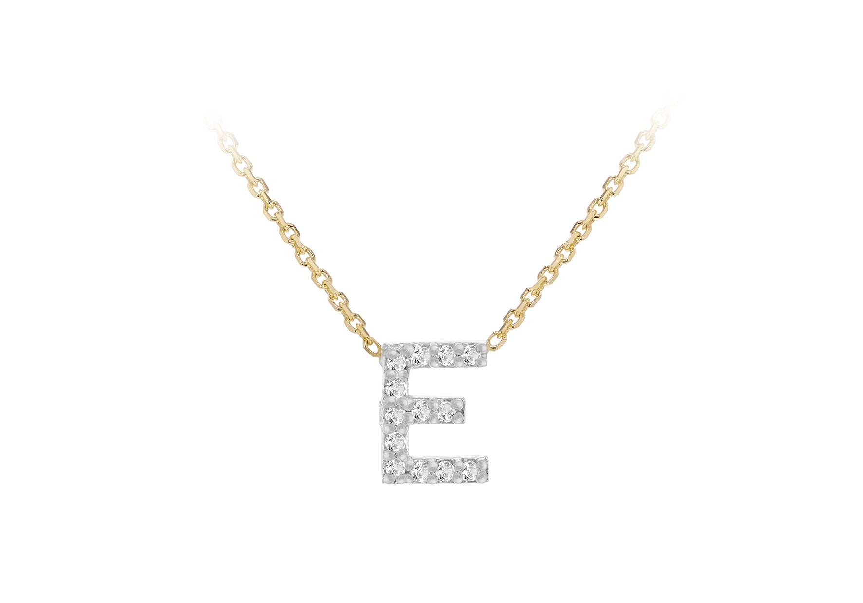 9ct Two-Tone Gold 00.5ct Diamond Initials Pendant Necklace
