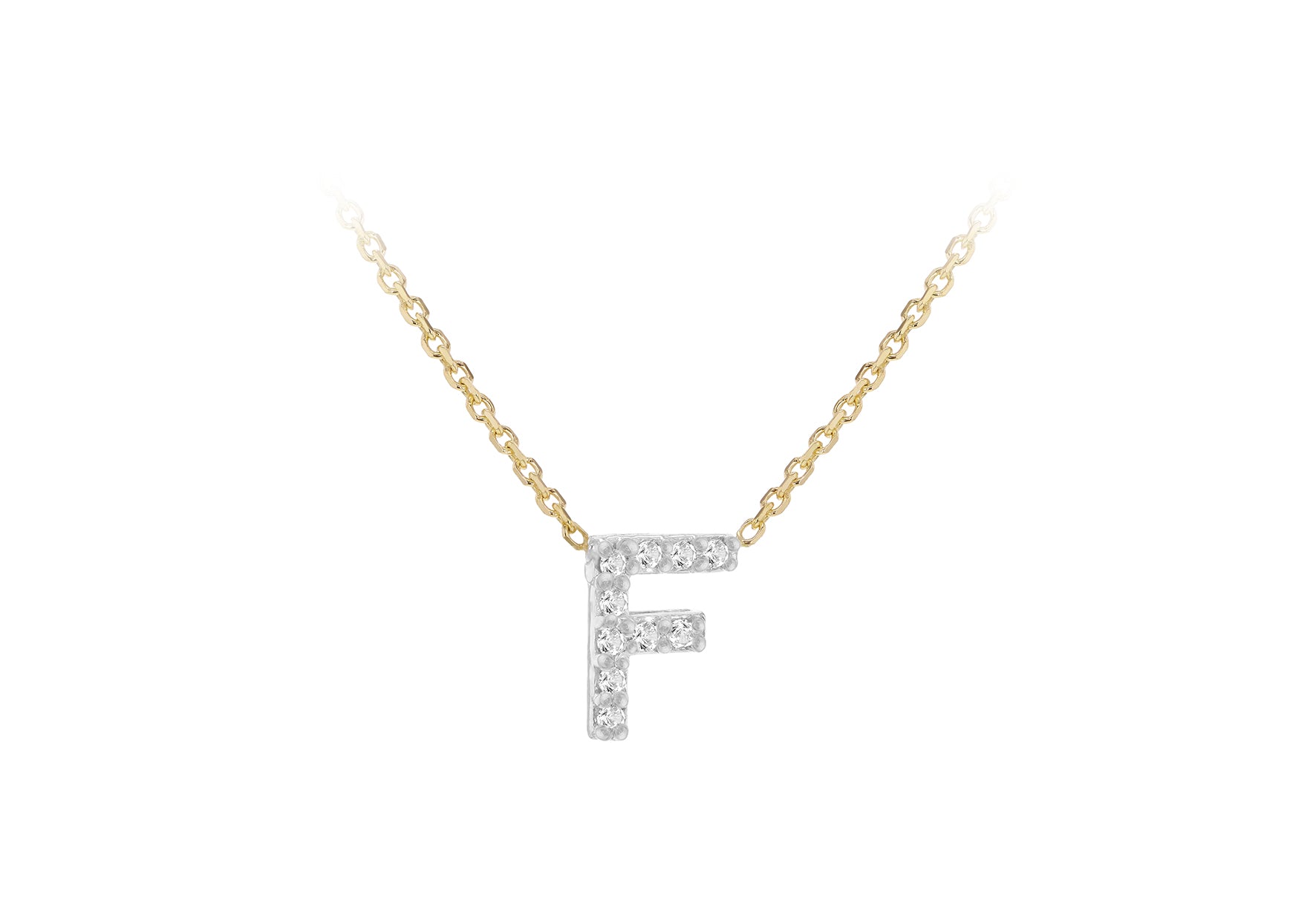 9ct Two-Tone Gold 00.5ct Diamond Initials Pendant Necklace