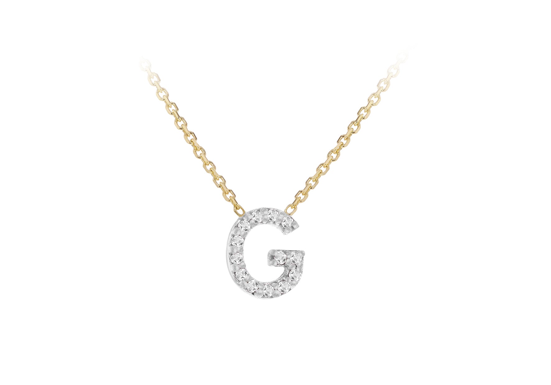 9ct Two-Tone Gold 00.5ct Diamond Initials Pendant Necklace