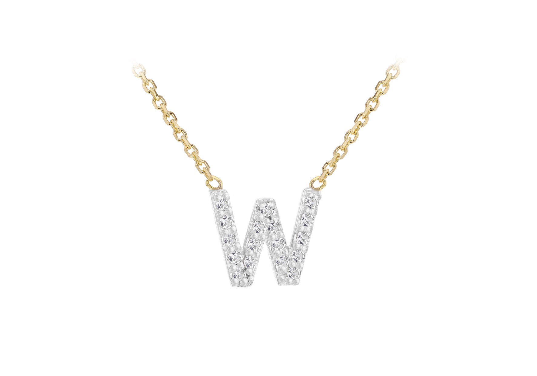 9ct Two-Tone Gold 00.5ct Diamond Initials Pendant Necklace