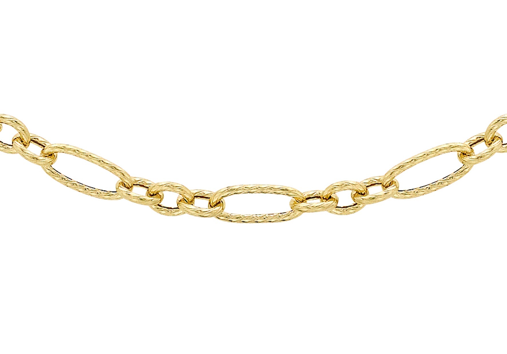 9ct Yellow Gold 80 Twist Detail Figaro Chain