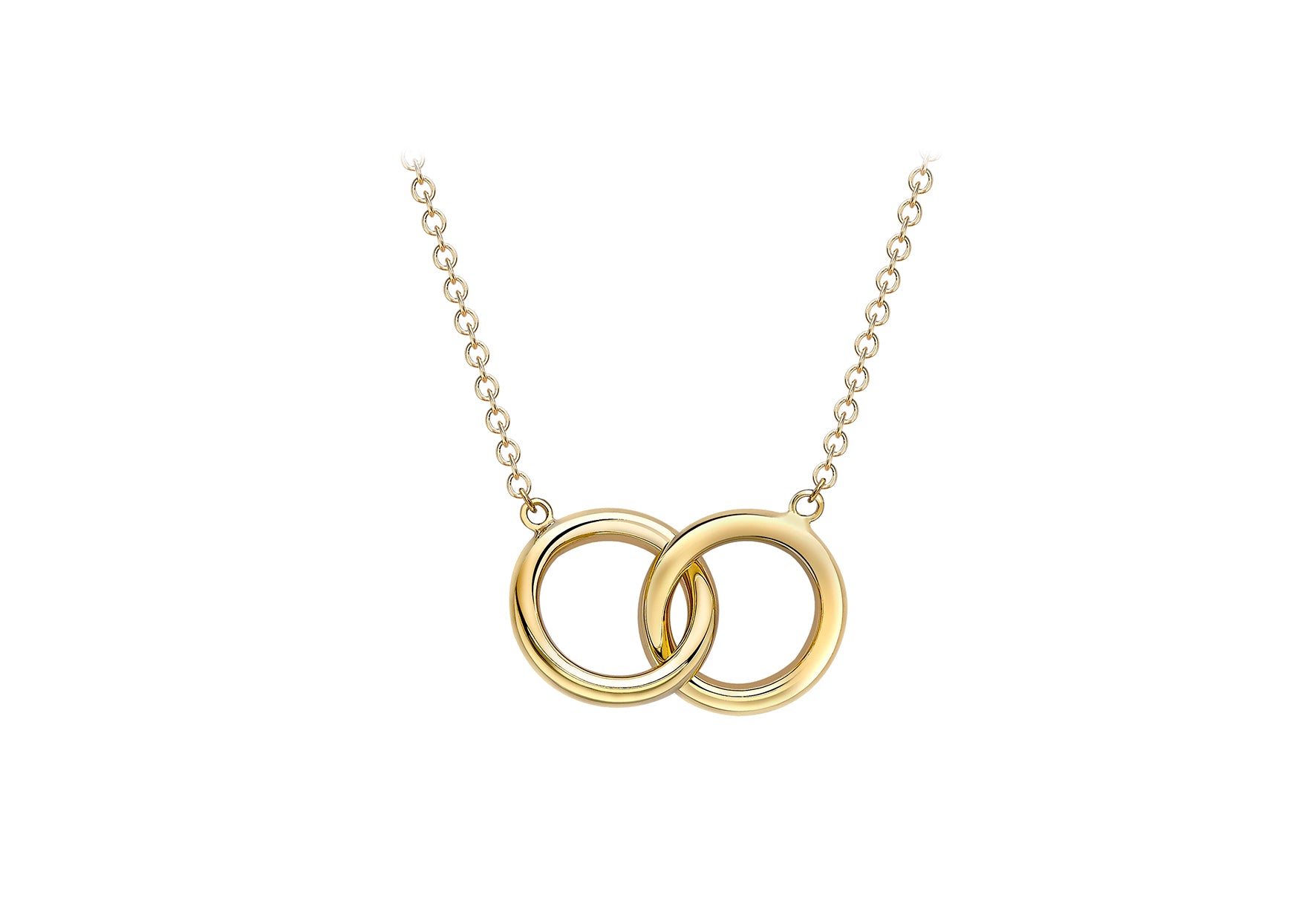 9ct Yellow Gold 11.8mm Linked Rings Adjustable Necklace 43m/17"-46m/18"9