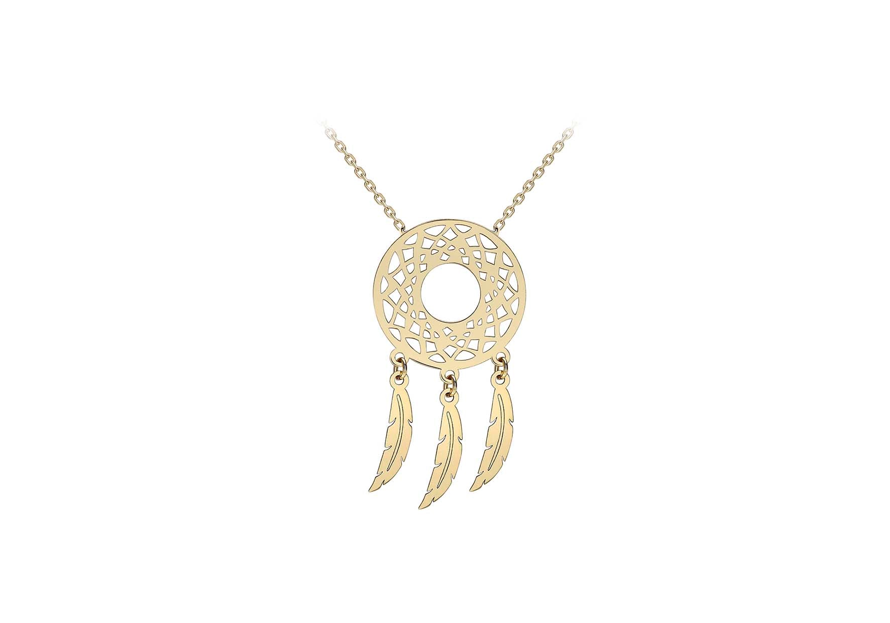 9ct Yellow Gold Circle Cutout Dream Catcher Necklace