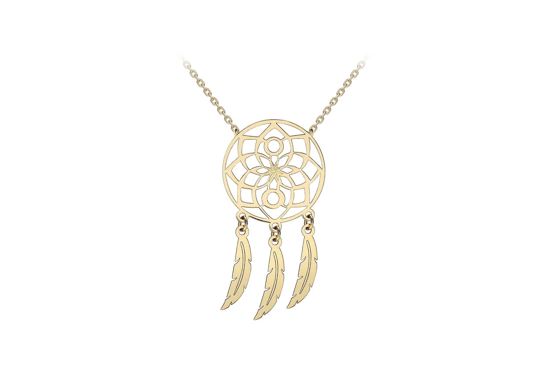 9ct Yellow Gold Flower Dream Catcher Necklace