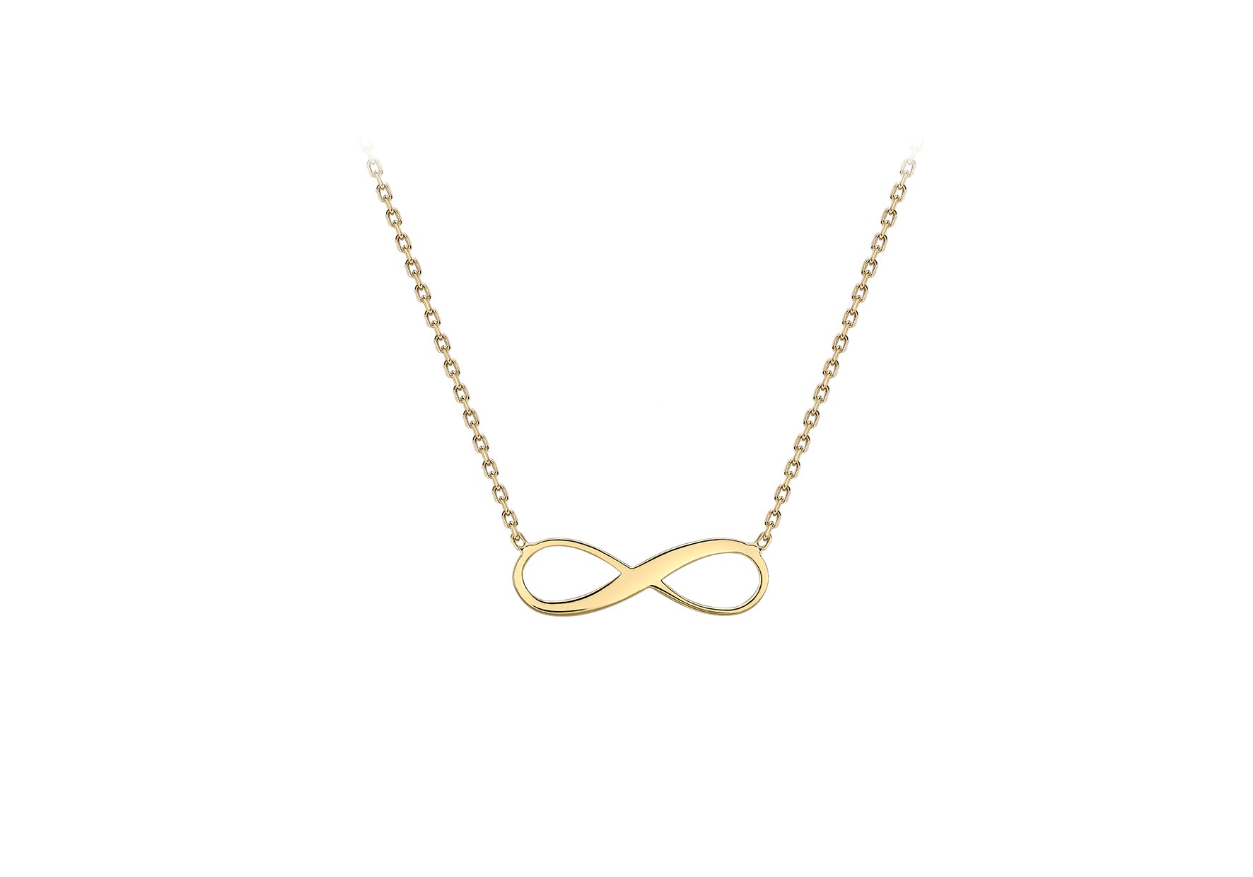 9ct Yellow Gold 15.5mm x 5.3mm Infinity Adjustable Necklace 41m/16"-46m/18"9