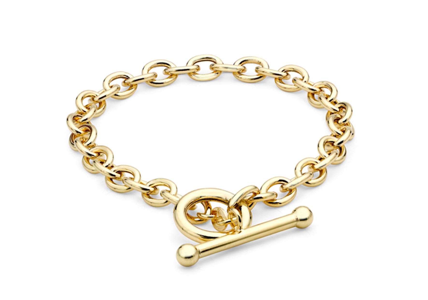 9ct Yellow Gold 6mm Oval Link Belcher T-Bar Bracelet 19.5m/8"9