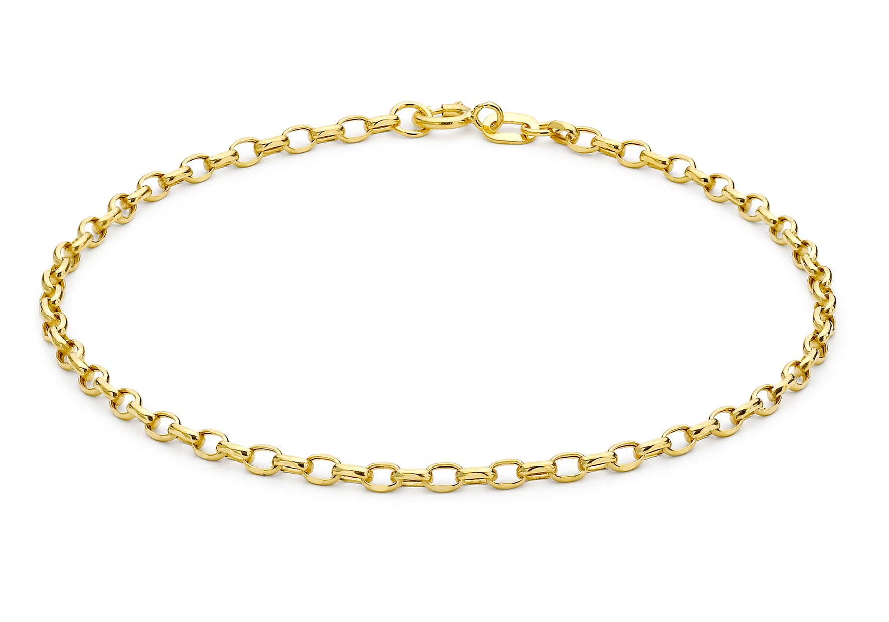 9ct Yellow Gold Hollow Diamond Cut Oval Belcher Bracelet 19m/7.5"9