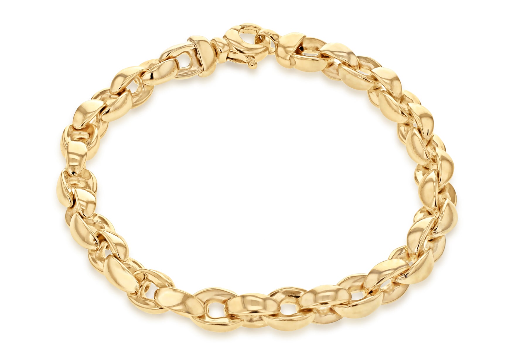 9ct Yellow Gold Thick Oval Belcher Bracelet