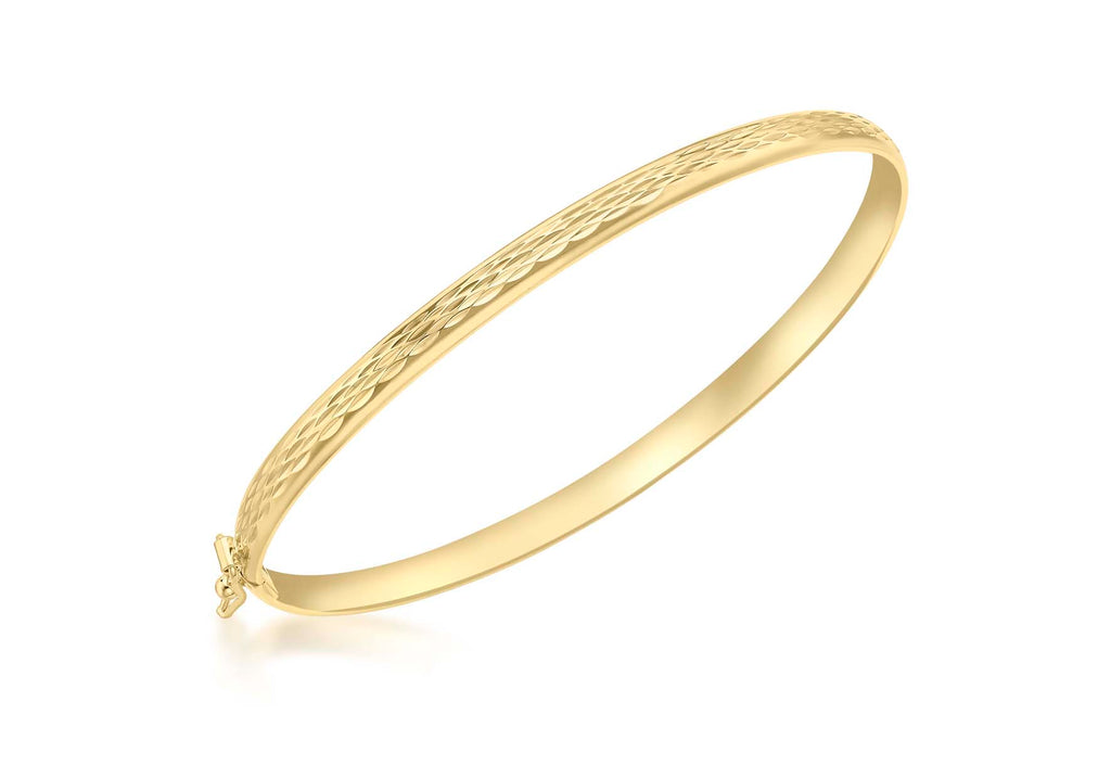 9ct Yellow Gold Diamond Cut Bangle