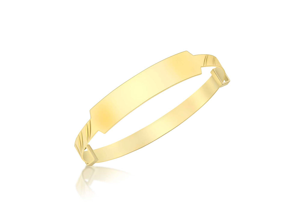 9ct Yellow Gold ID Diamond Cut Double Oblique Expandable Baby Bangle