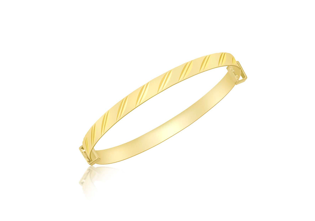 9ct Yellow Gold Diamond Cut Double Oblique Expandable Baby Bangle
