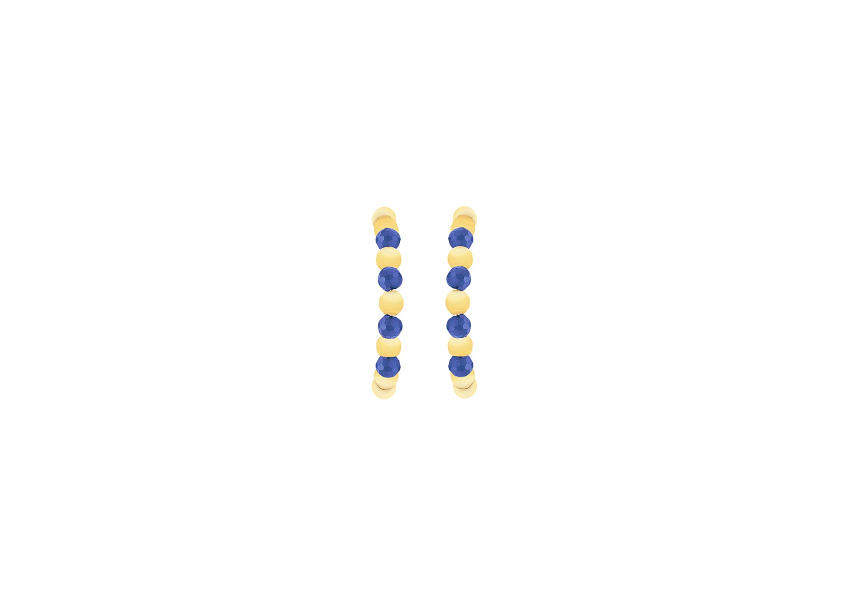 9ct Yellow Gold Blue Spinel Open Hoop Stud Earrings