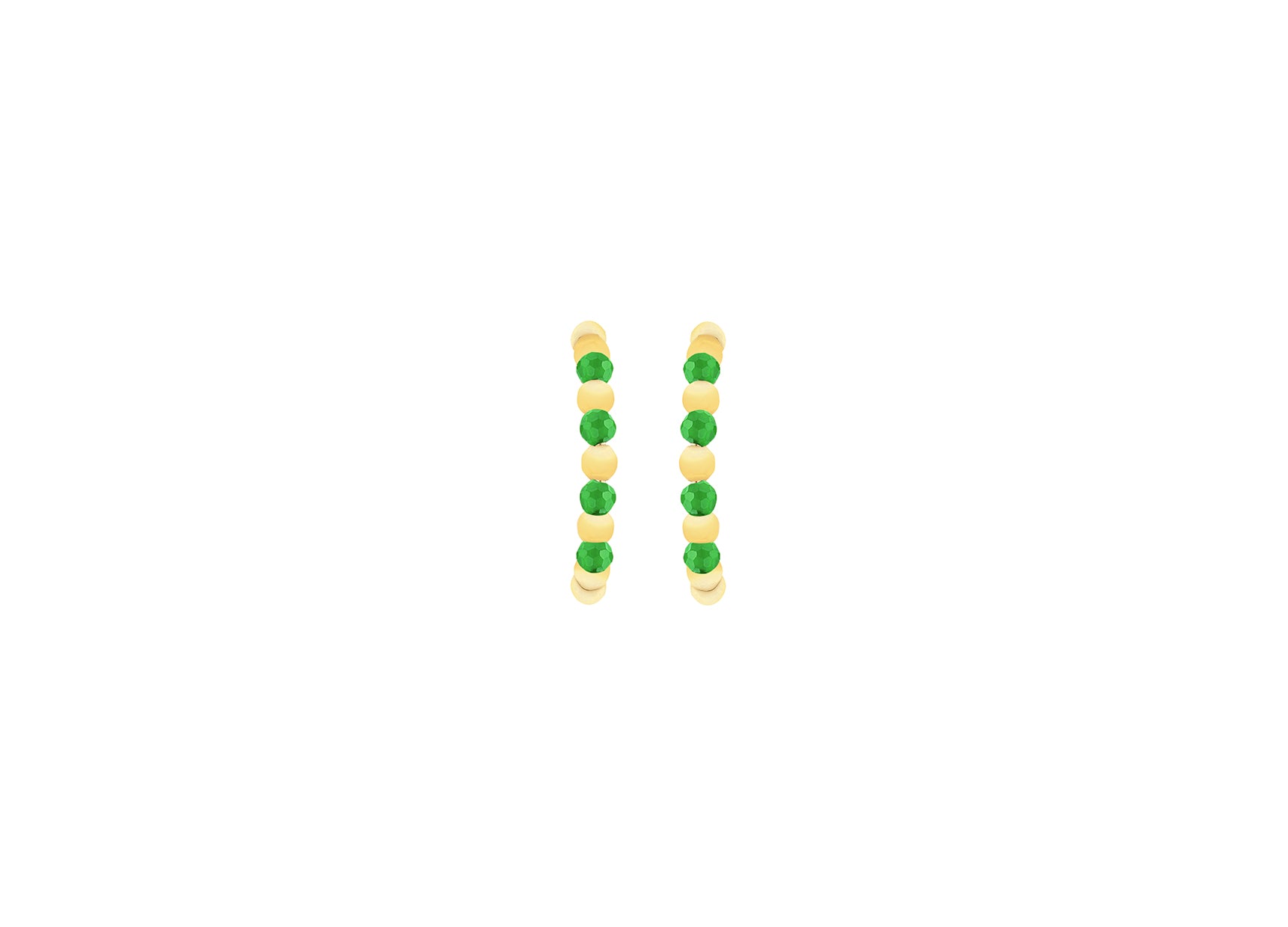 9ct Yellow Gold Green Zirconia Open Hoop Stud Earrings