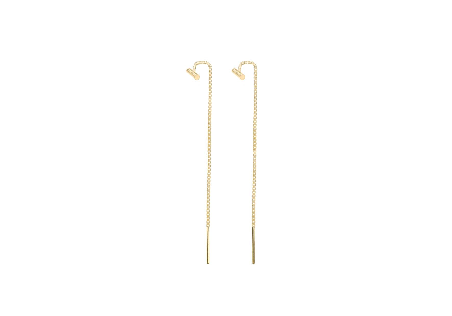 9ct Yellow Gold Bar Chain Drop Earrings