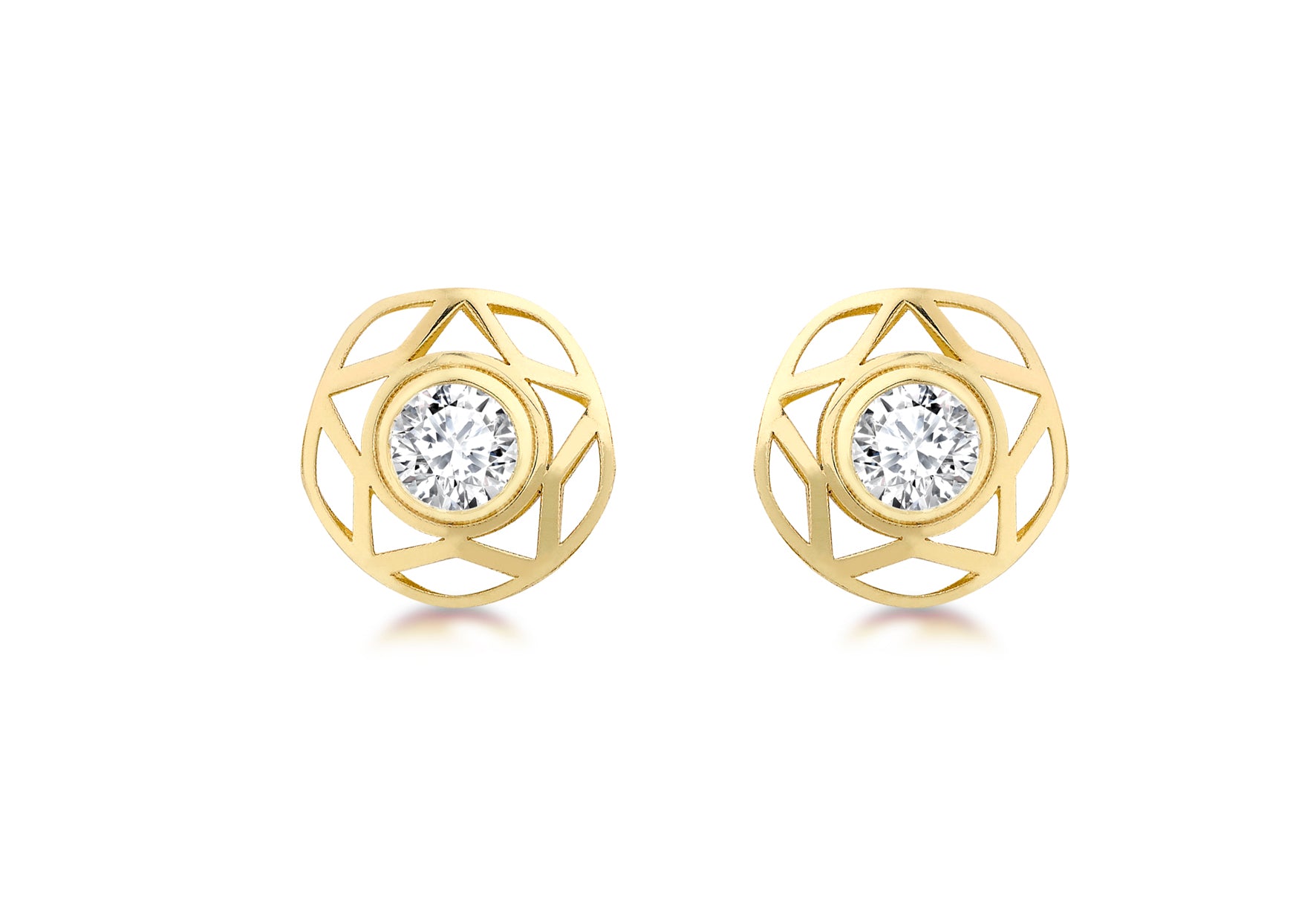9ct Yellow Gold 10mm Zirconia and Star Stud Earrings