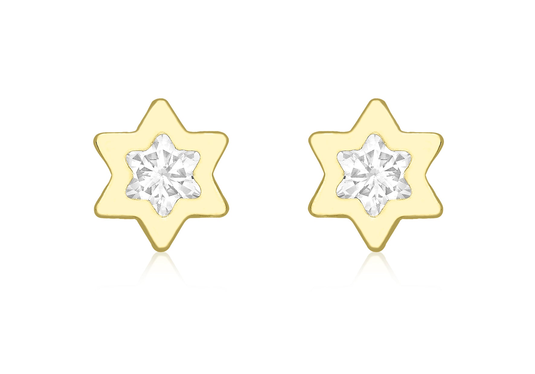 9ct Yellow Gold Zirconia 7mm x 7mm Star Stud Earrings