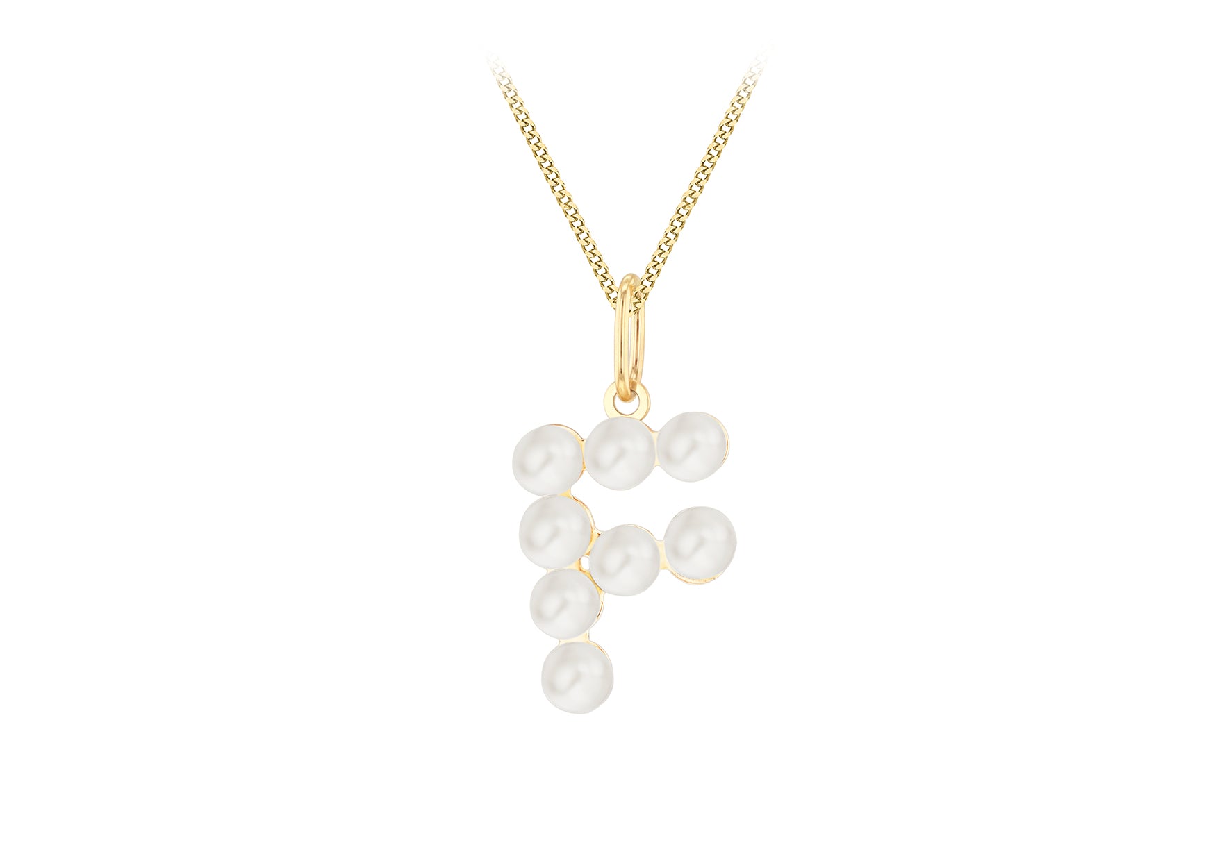 9ct Yellow Gold Fresh Water Pearls Initial Pendant