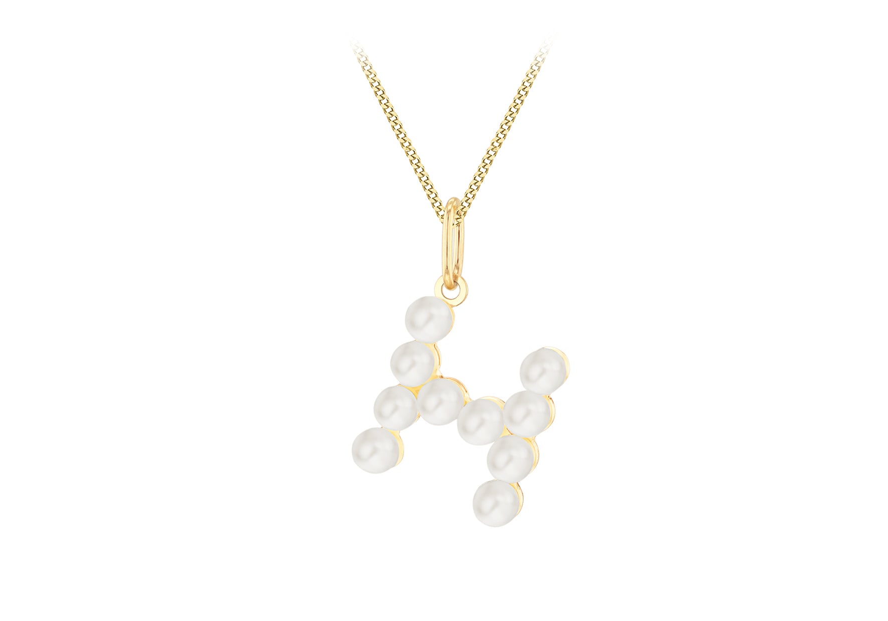 9ct Yellow Gold Fresh Water Pearls Initial Pendant