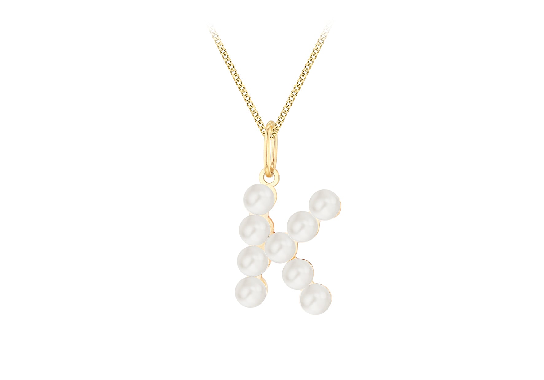 9ct Yellow Gold Fresh Water Pearls Initial Pendant