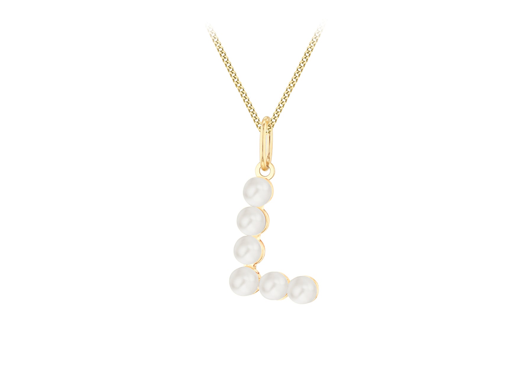 9ct Yellow Gold Fresh Water Pearls Initial Pendant