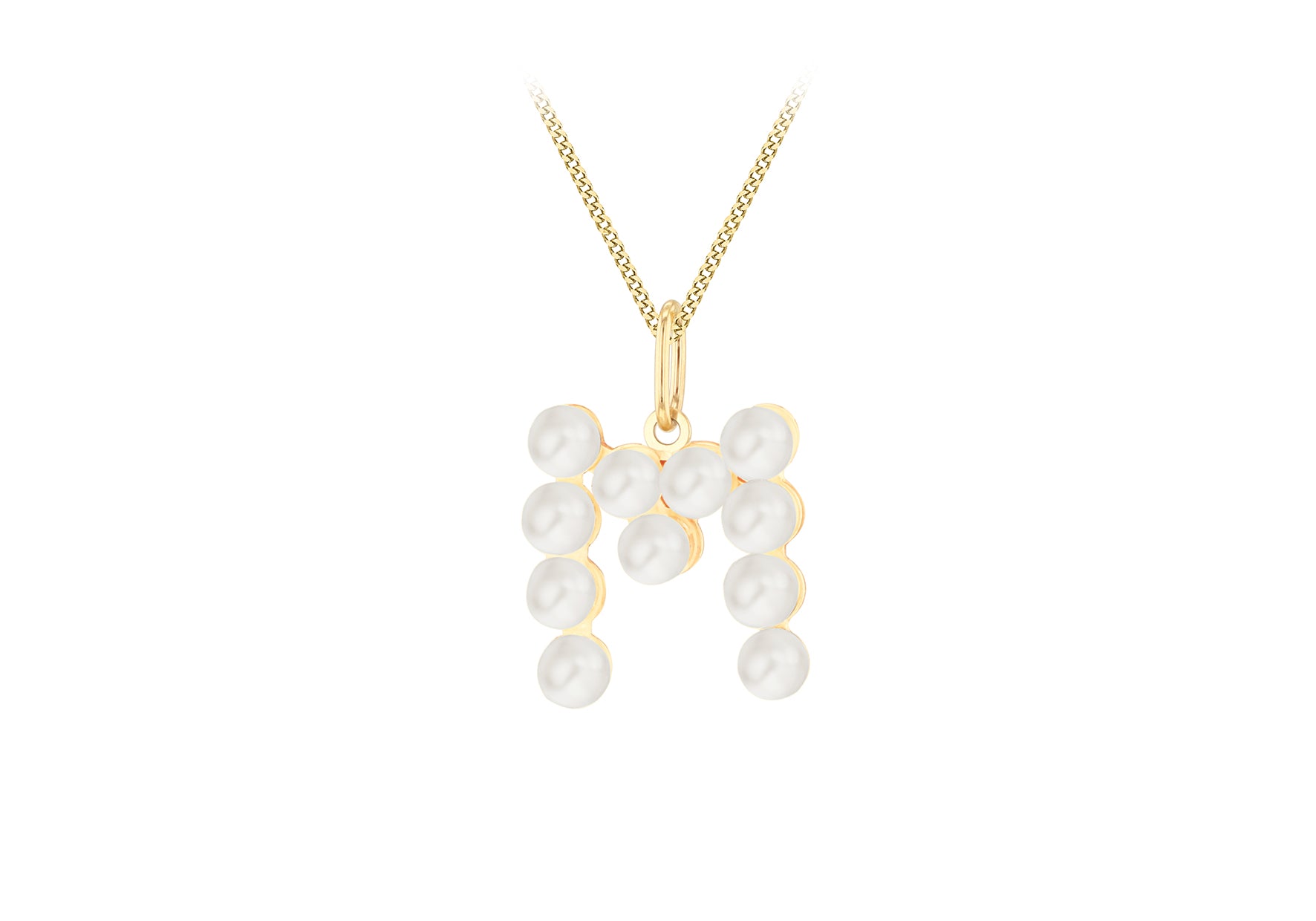 9ct Yellow Gold Fresh Water Pearls Initial Pendant